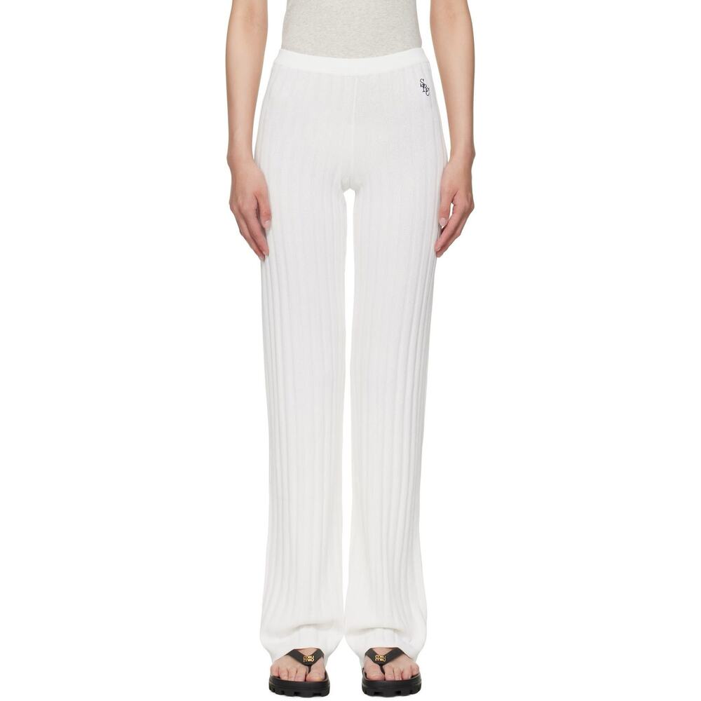 Sporty & Rich Ribbed Lounge Pants White Size Small